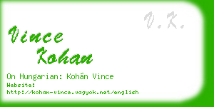 vince kohan business card